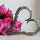 personalised 6th iron wedding anniversary gift in the shape of a heart
